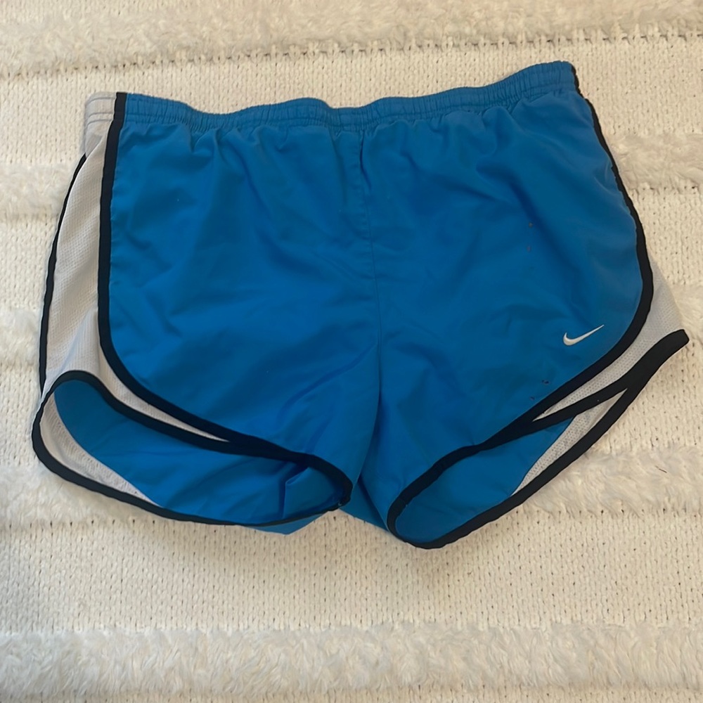 Nike athletic shorts blue white running lined panties pocket womens size…